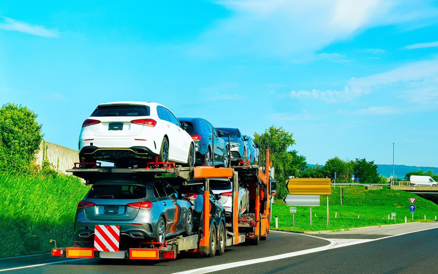 Carrier Truck on the Highway in Poland Reflex